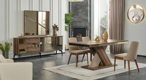 Logo Walnut Modern Dining Room Set