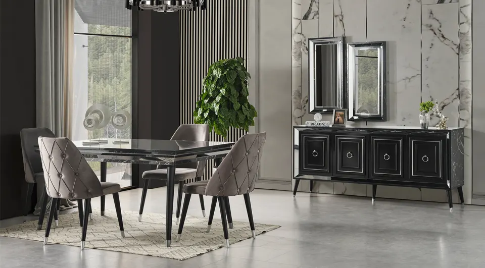 Granite Wooden Leg Dining Room Set
