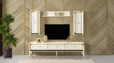 Rosa Moonstone Wooden Leg TV Unit