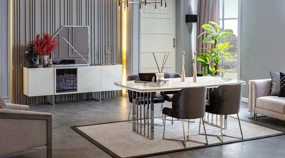 Bella Metal Leg Dining Room Set