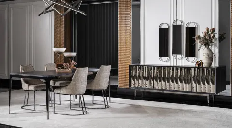 Lucca Modern Dining Room Set With Metal Leg