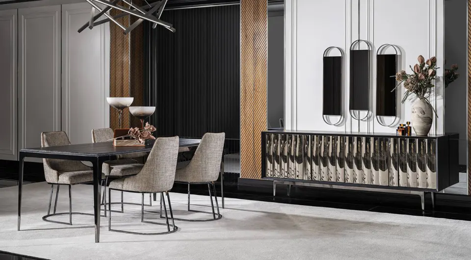Lucca Modern Dining Room Set With Metal Leg