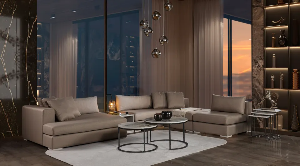 Minotti Coffee Table Corner Sofa Set