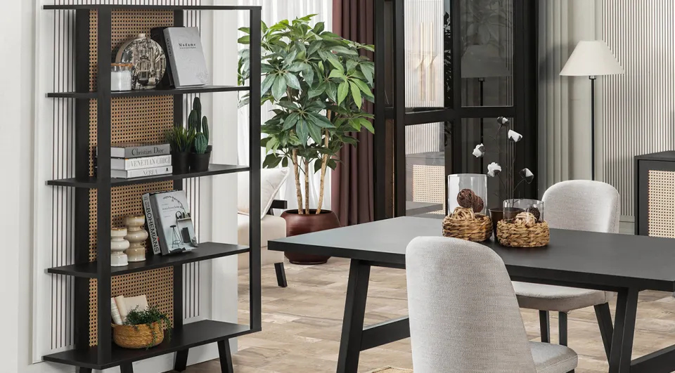 Rattan Dark Bookshelf
