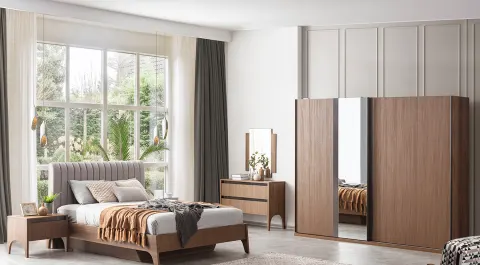 Wood Sliding Door Bedroom Set