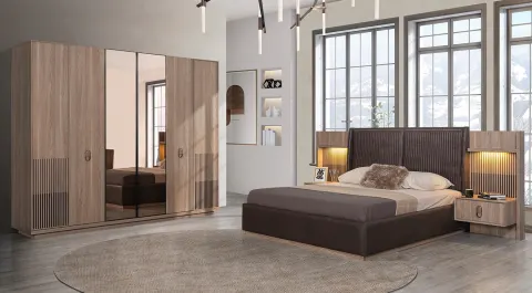 Arena Walnut 6-Door Bedroom Set