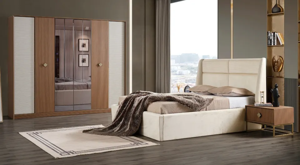 Lucca Walnut 6-Door Bedroom Set