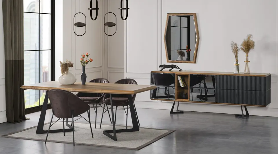 Ruya Metal Leged Modern Dining Room Set