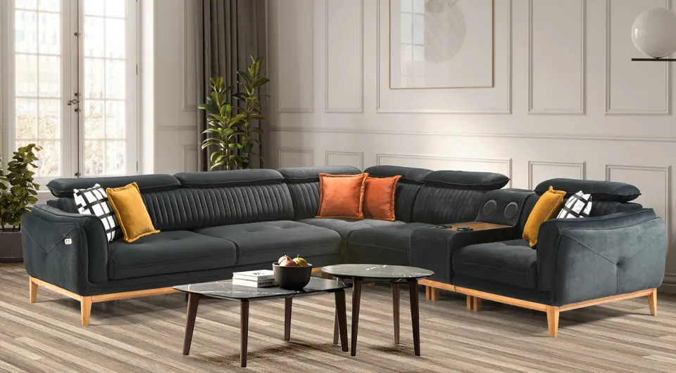 Milas Sound System Corner Sofa Set