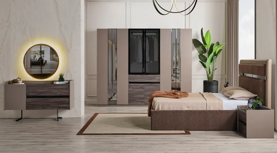 Palermo 6-Door Walnut Bedroom Set