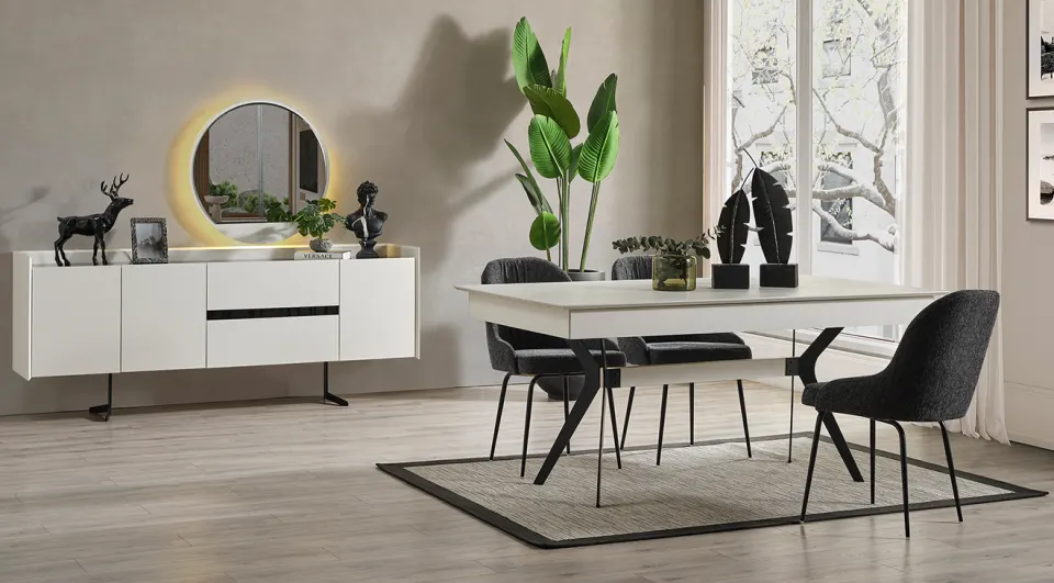 Palermo Moonstone Modern Dining Room Set