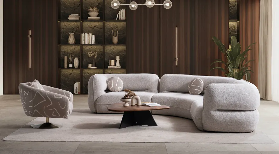 Luna Cream Modern Corner Sofa Set