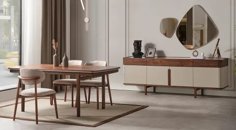 Mirabella Wooden Leg Modern Dining Room Set