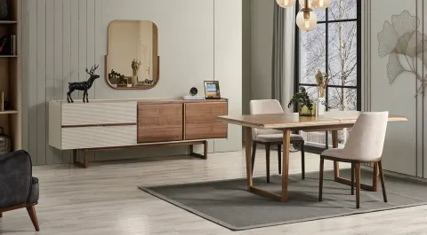 Auro Wooden Leg Modern Dining Room Set