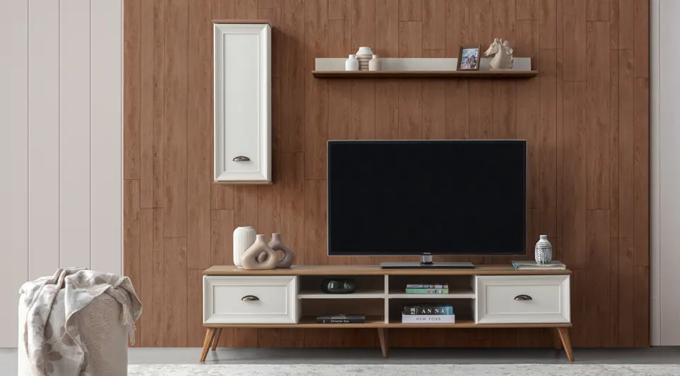 Ada Wooden Leg Modern TV Unit