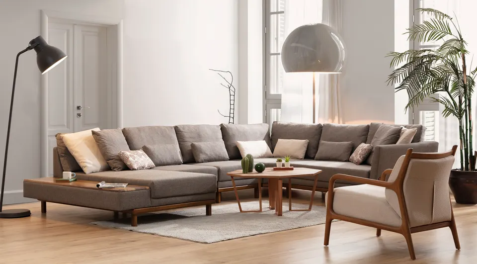 Argemon Coffee Table Modern Corner Sofa Set