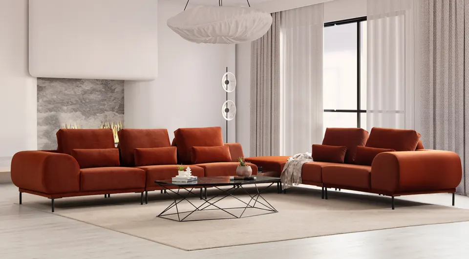 Calyx Coffee Table Modern Corner Sofa Set 