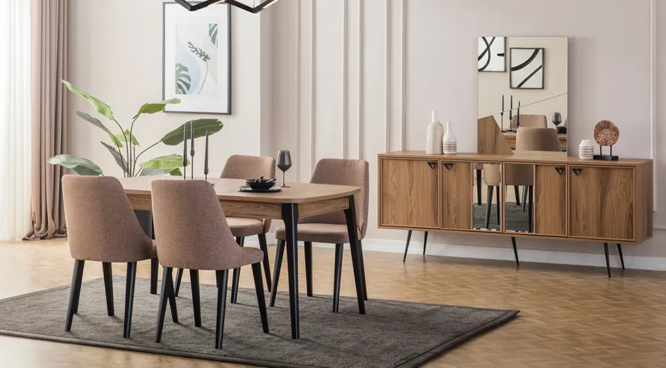 İlkem Walnut Dining Room Set