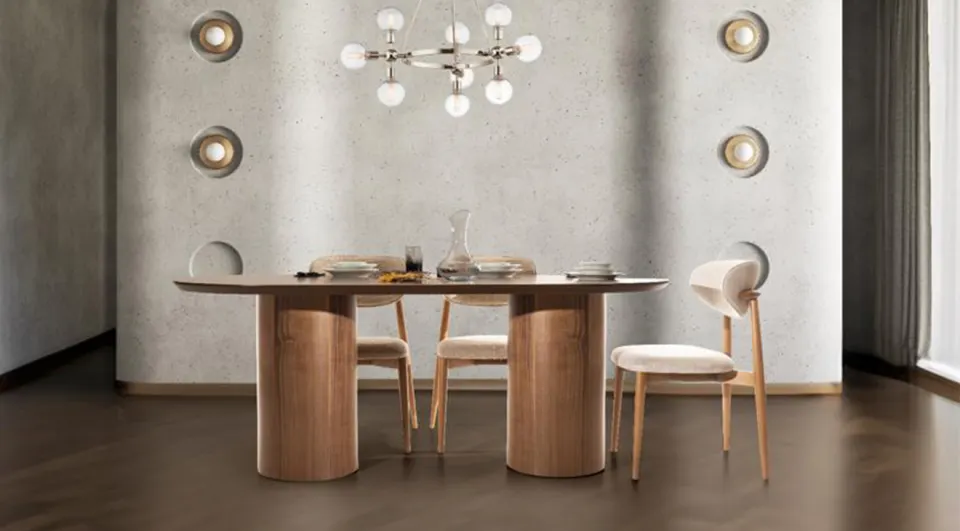 Mia Walnut Dining Table Set 