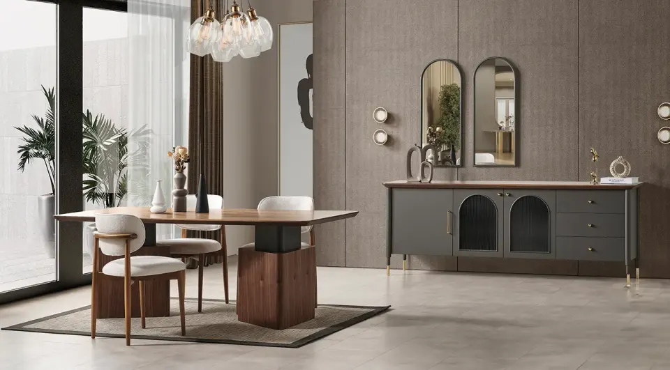  Yıldız Wooden Leg Dining Room Set 