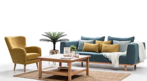 Astera Wooden Leg Sofa Set