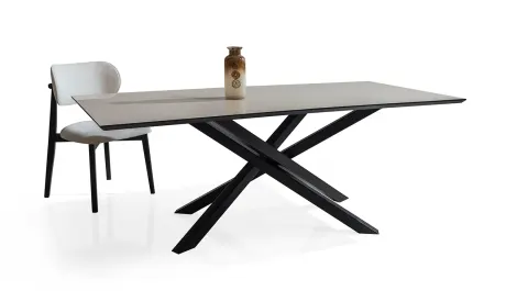 Crossline Metal Leg Dining Table