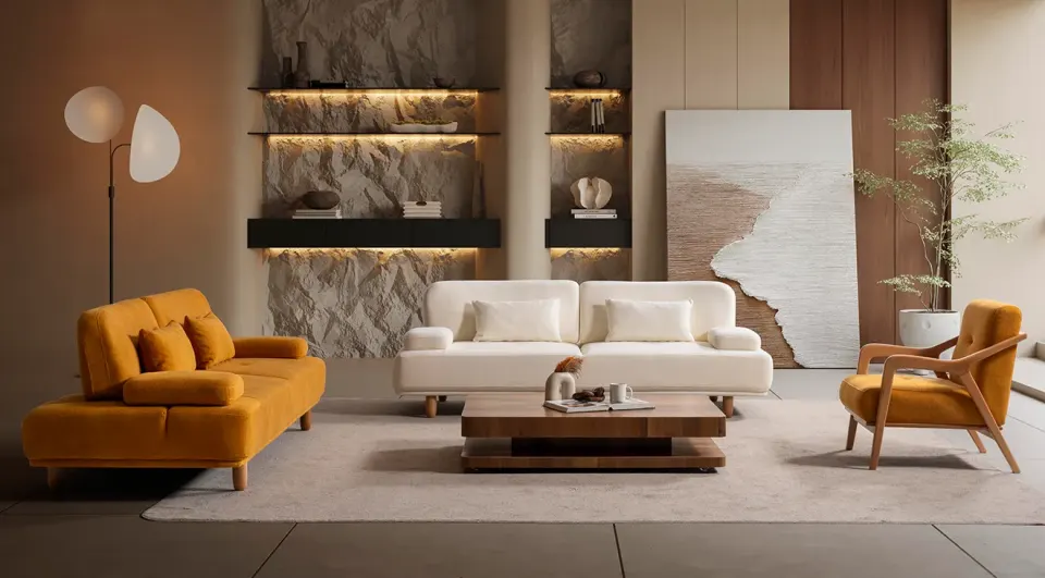 Vienna Wooden Leg Sofa Set
