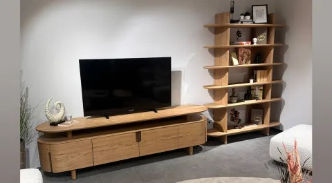 Oslo Walnut Wooden Leg TV Unit