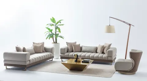 Botega Gold Metal Leg Modern Sofa Set