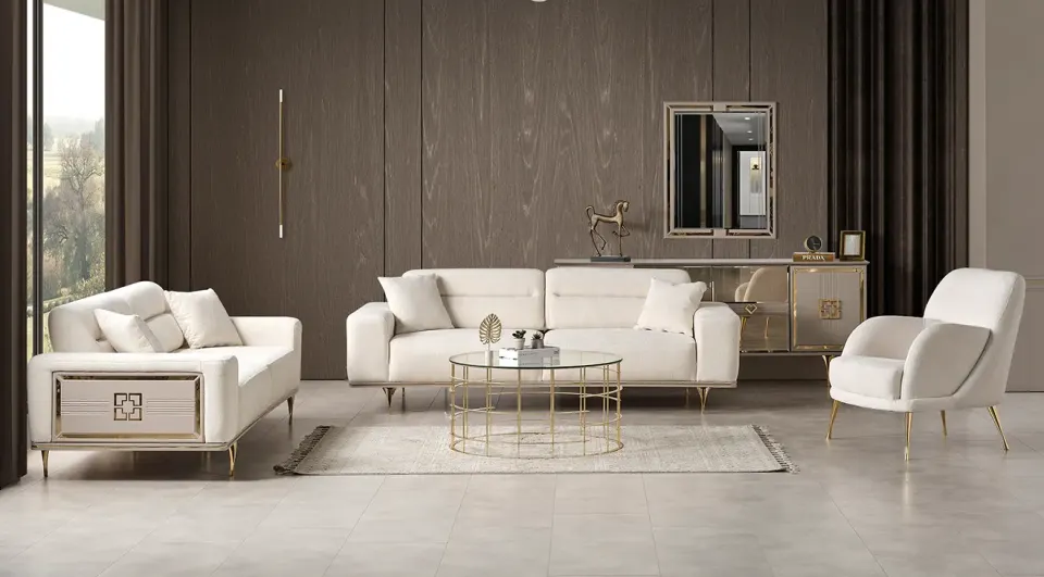 Nesta Gold Metal Ayaklı Koltuk Takımı