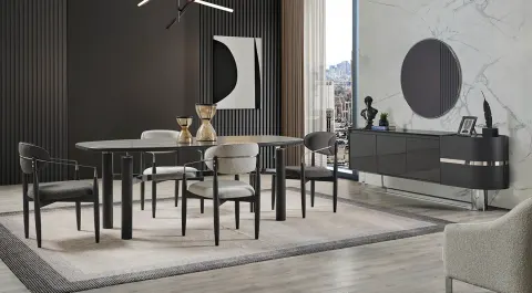 Matera Antrasit Modern Yemek Odası Takımı