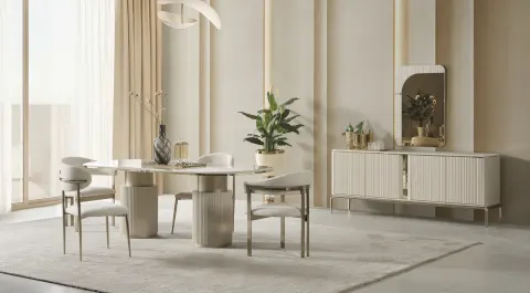 Solo Mermer Desenli Yemek Odası Takımı
