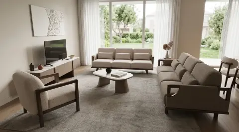 Wood Ahşap Ayaklı Modern Koltuk Takımı