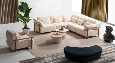 Oscar Ahşap Ayaklı Modern Köşe Koltuk Takımı