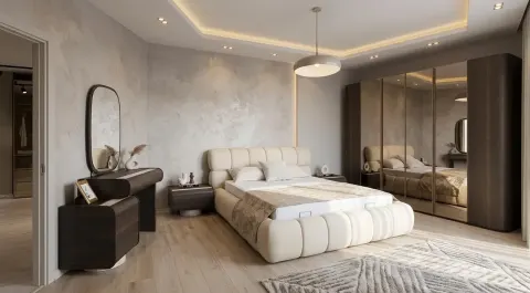 Curve Ceviz 6 Kapaklı Yatak Odası Takımı