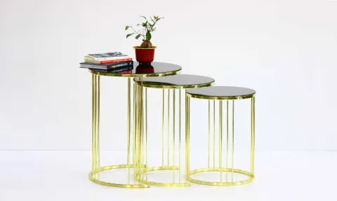 Bella Gold Zigon Sehpa (Metal Ayaklı)