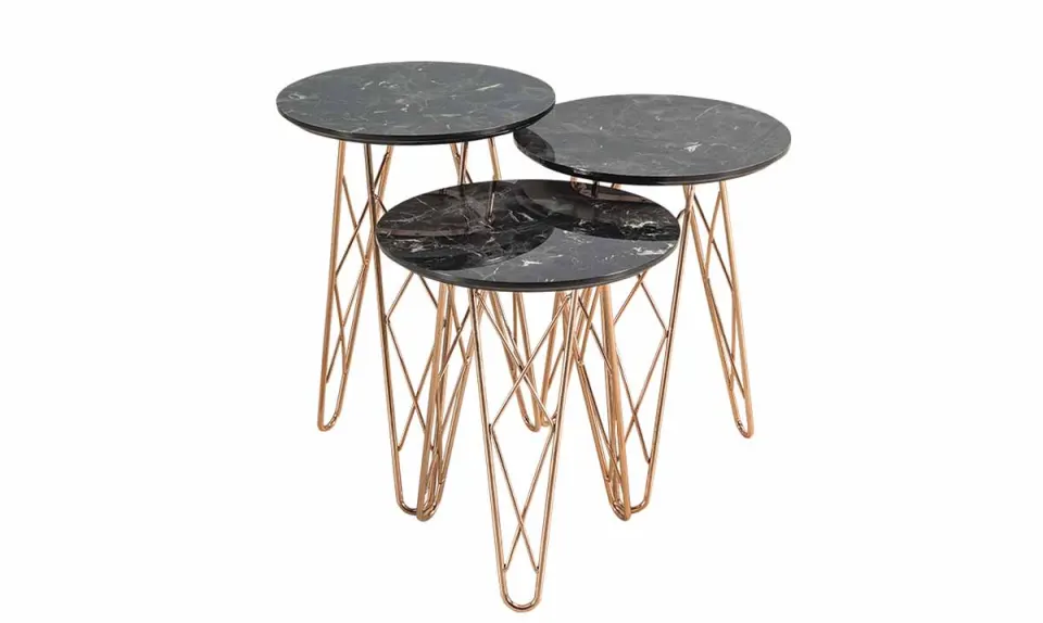 Sarmaşık Rose Metal Ayaklı Zigon Sehpa