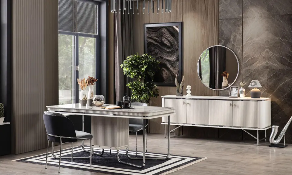 Palazzo Delüx Metal Ayaklı Yemek Odası Takımı