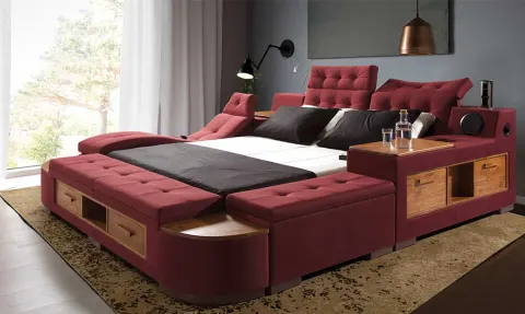 Desing Kırmızı Masajlı Ses Sistemli Akıllı Karyola