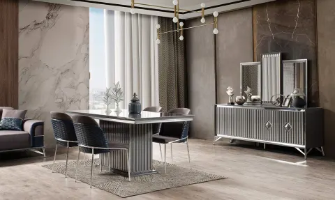Utrecht Antrasit Yemek Odası Takımı