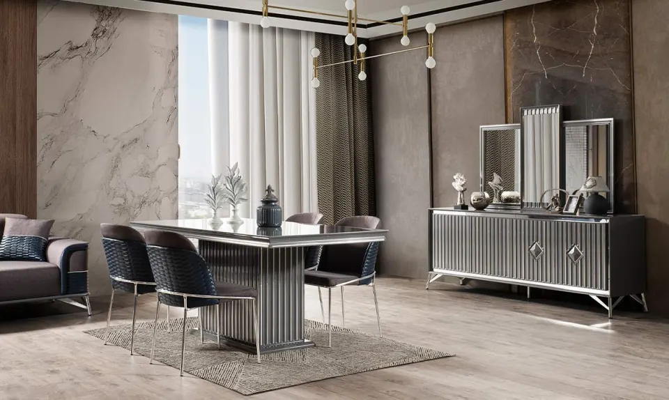 Utrecht Antrasit Yemek Odası Takımı