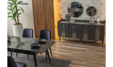 Lotus Antrasit Yemek Odası Takımı