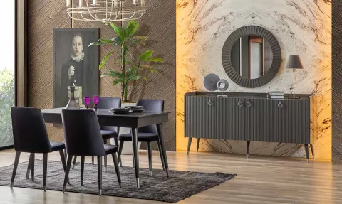 Almanya Antrasit Yemek Odası Takımı
