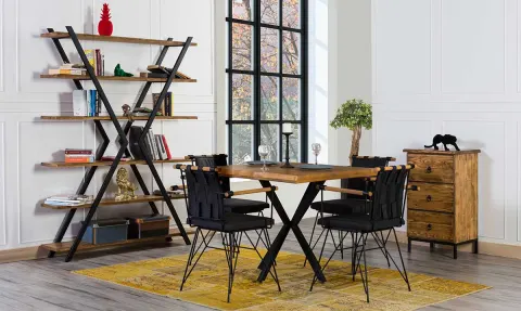 Hemnes Metal Ayaklı Yemek Odası Takımı