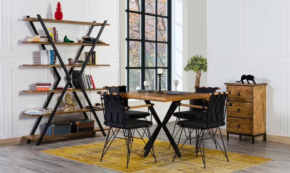 Hemnes Metal Ayaklı Yemek Odası Takımı
