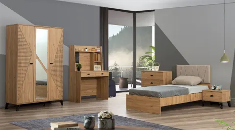 Milas Ceviz 3 Kapaklı Genç Odası Takımı
