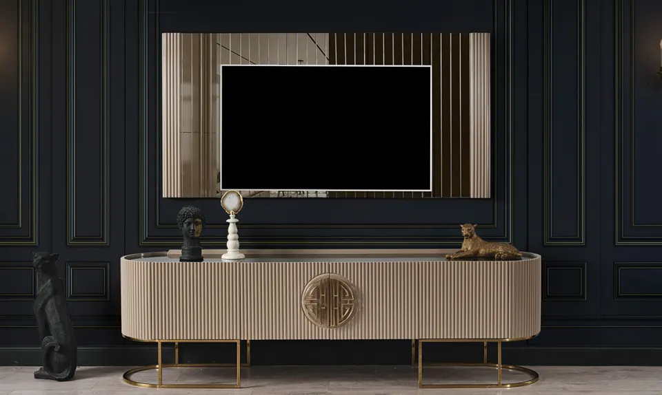 Gucci Gold Metal Ayaklı Tv Ünitesi