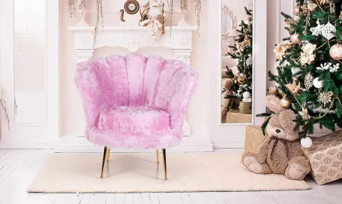 Alaçatı Pembe Peluş Berjer