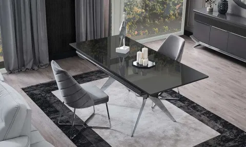 Asya Gümüş Metal Ayaklı Yemek Masası