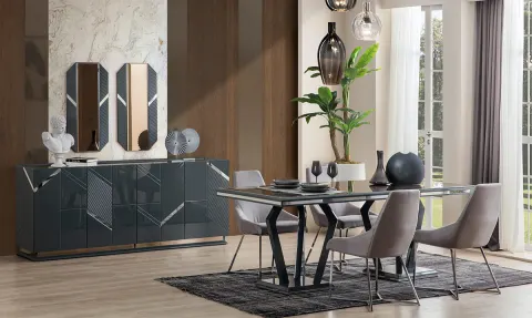 Venüs Antrasit Yemek Odası Takımı